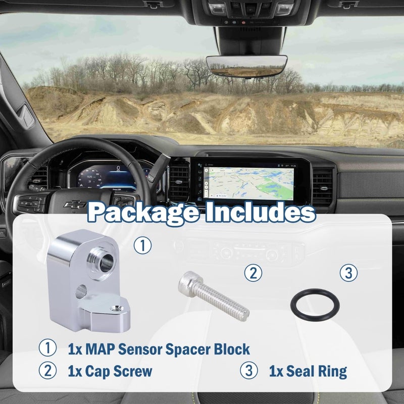Xiaoyudou MAP Air Intake Temperature Sensor Spacer Anti-Soot Fit for 2017-2025 Chevy Silverado 2500HD 3500HD, GMC Sierra 2500HD 3500HD 6.6L Duramax Diesel, Silver - Image 4